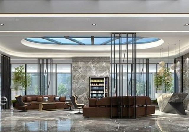 【3D模型】现代轻奢酒店大厅 3D 模型-PoseAe