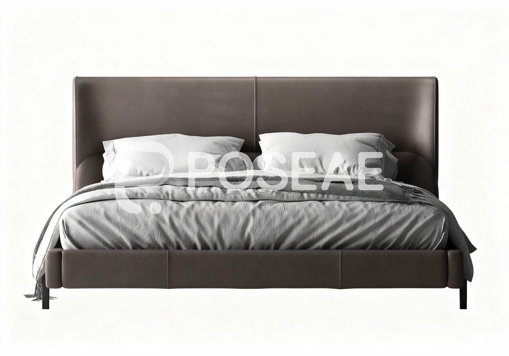 图片[1]-【3D模型】棕色软包靠背床 3D 模型-PoseAe视频创意库