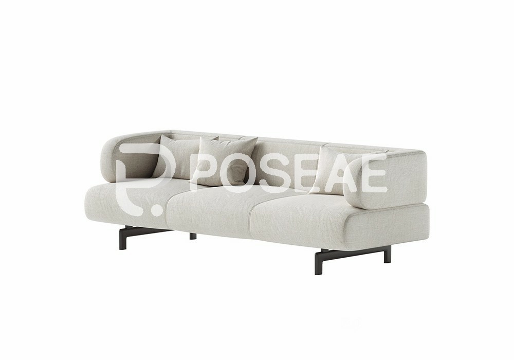 【3D模型】简约米色布艺沙发模型-PoseAe