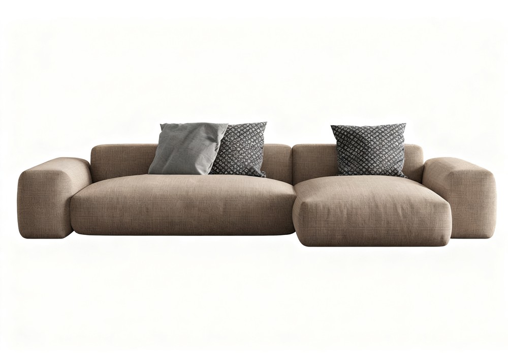 【3D模型】棕色带贵妃榻沙发 3D 模型-PoseAe