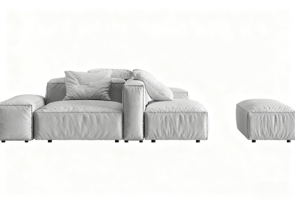 【3D模型】浅灰模块组合沙发 3D 模型02-PoseAe