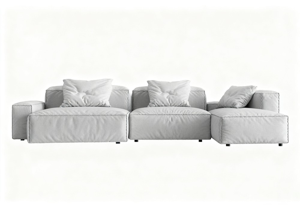 【3D模型】浅灰模块组合沙发 3D 模型-PoseAe