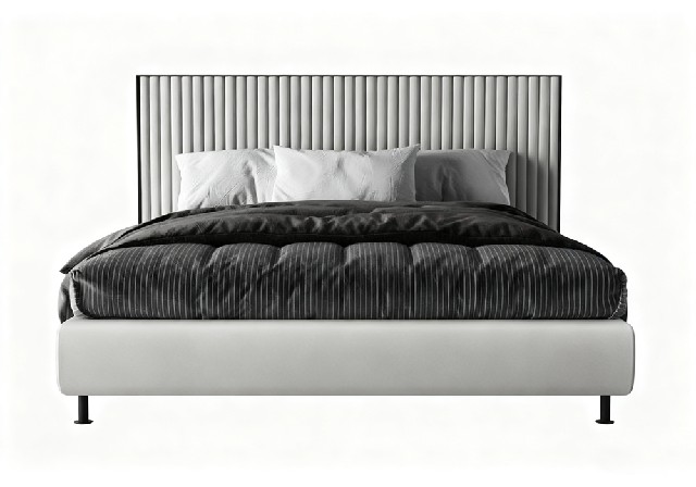 【3D模型】灰白竖纹靠背床 3D 模型-PoseAe