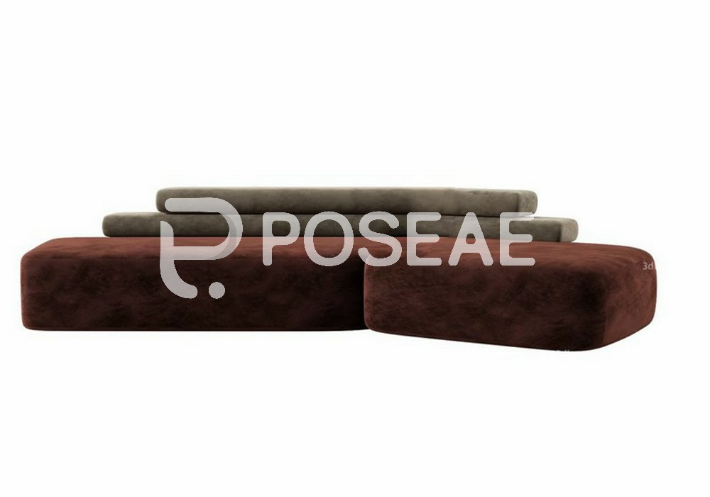 图片[1]-【3D模型】棕灰模块组合沙发 3D 模型-PoseAe视频创意库