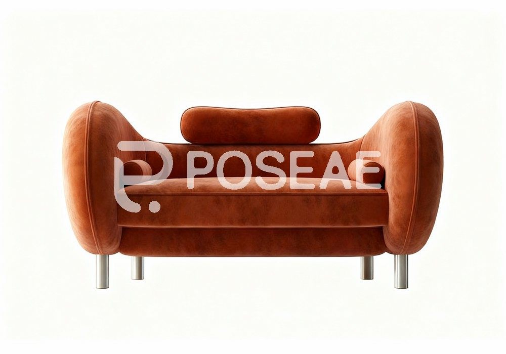 图片[1]-【3D模型】橙色绒面创意沙发 3D 模型-PoseAe视频创意库