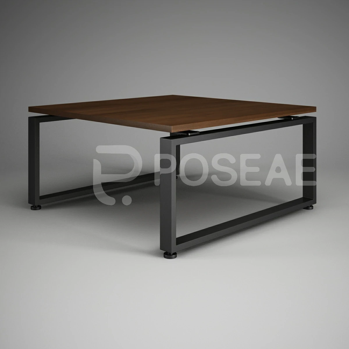 【3D模型】桃木色方形会议桌 3D 模型-PoseAe