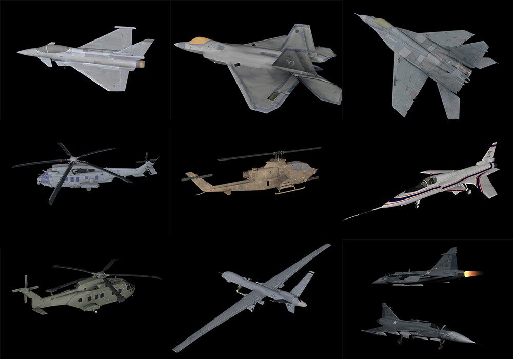 【3D模型】9款战斗机直升机C4D模型-PoseAe