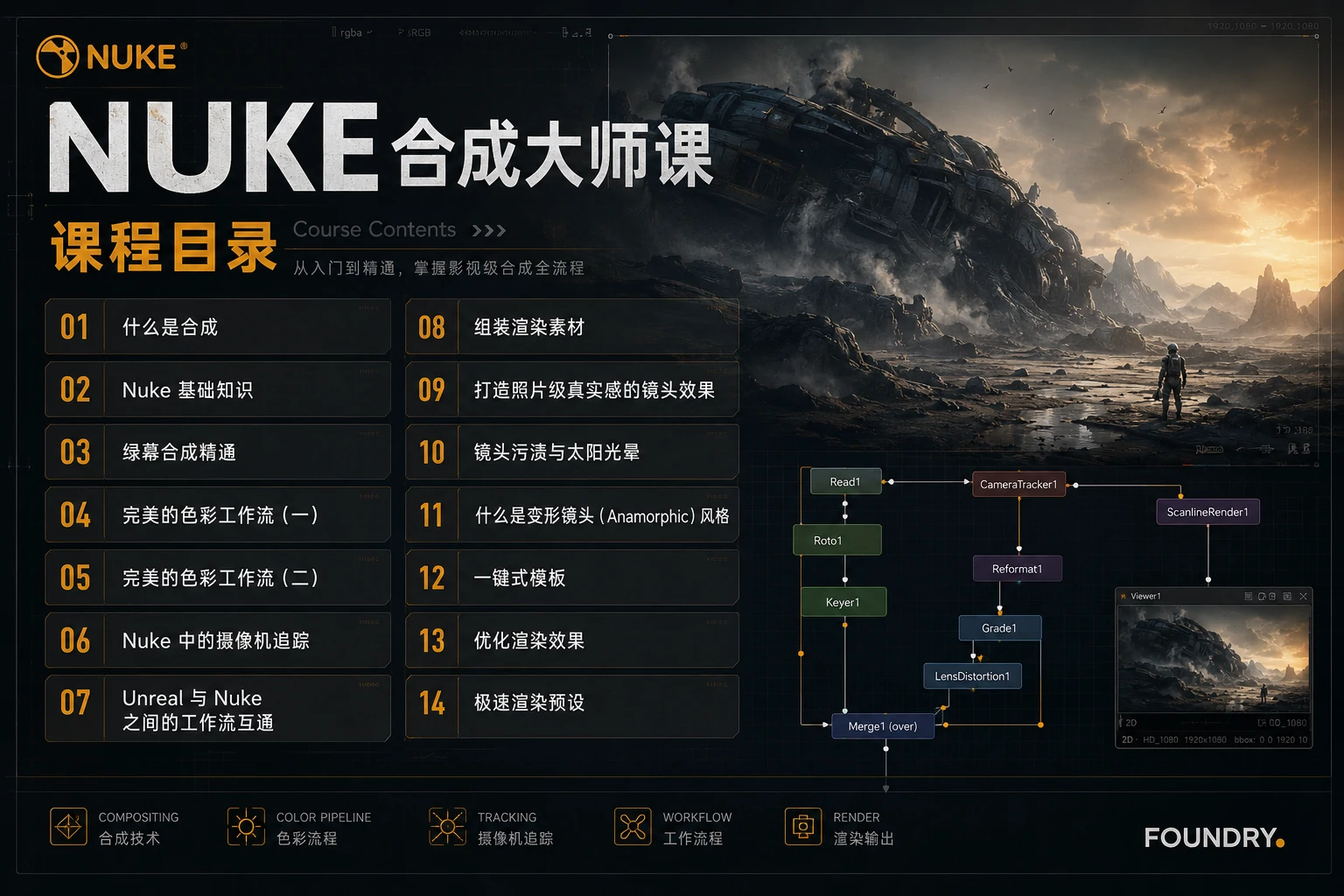 图片[1]-【NUKE教程】NUKE与UE好莱坞影视级特效合成大师课-PoseAe视频创意库
