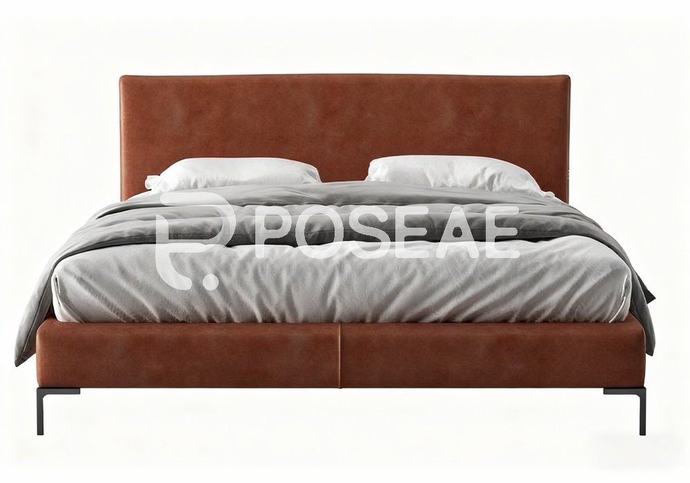 图片[1]-【3D模型】棕黑软包床 3D 模型-PoseAe视频创意库