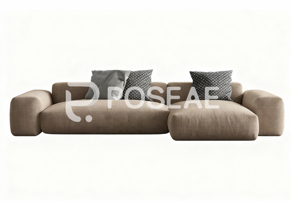 图片[1]-【3D模型】棕色带贵妃榻沙发 3D 模型-PoseAe视频创意库