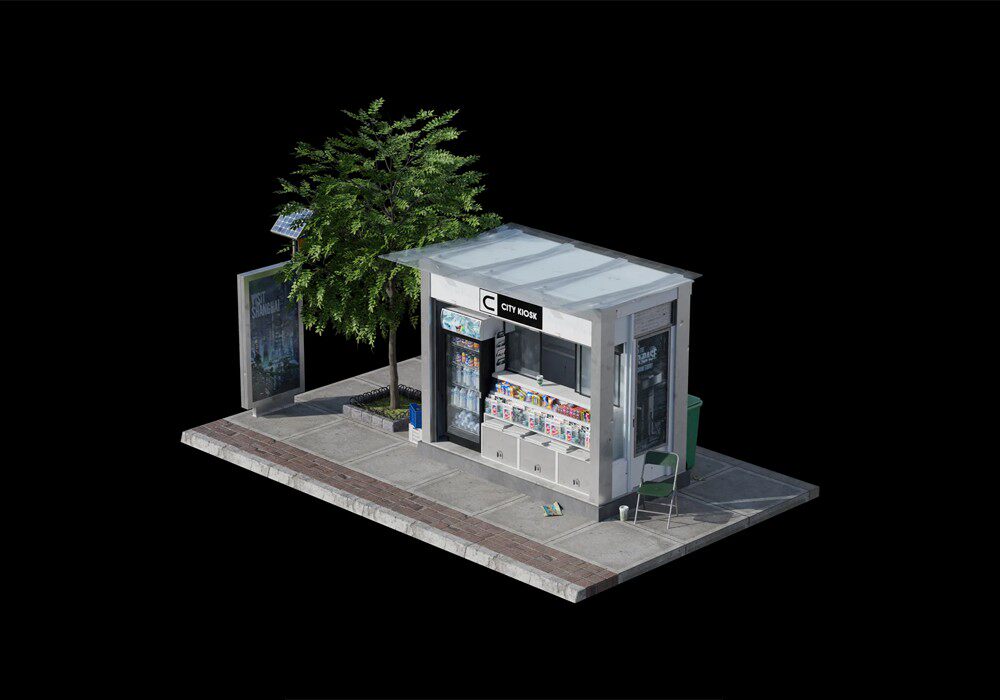 【3D模型】迷你售货亭3D模型-PoseAe视频创意库