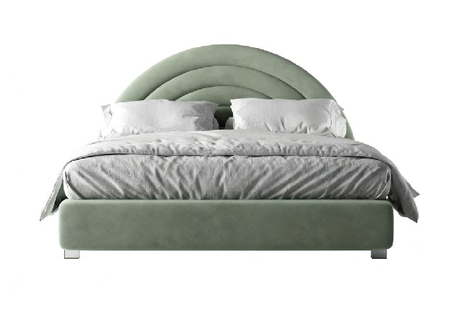 【3D模型】浅绿弧形靠背床 3D 模型-PoseAe