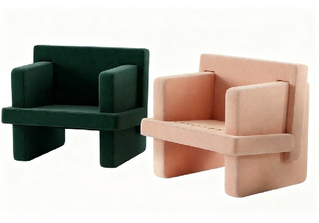 【3D模型】撞色方块休闲椅组合 3D 模型-PoseAe