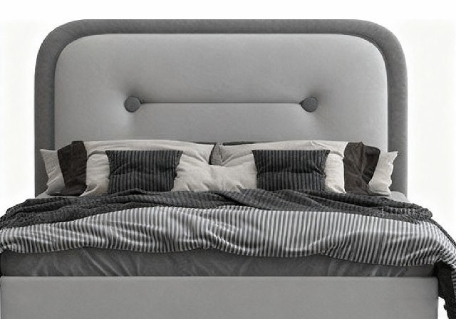 【3D模型】浅灰纽扣靠背床 3D 模型-PoseAe