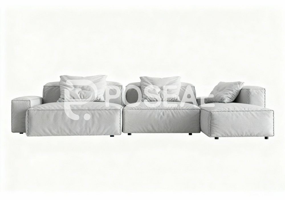 图片[1]-【3D模型】浅灰模块组合沙发 3D 模型-PoseAe视频创意库