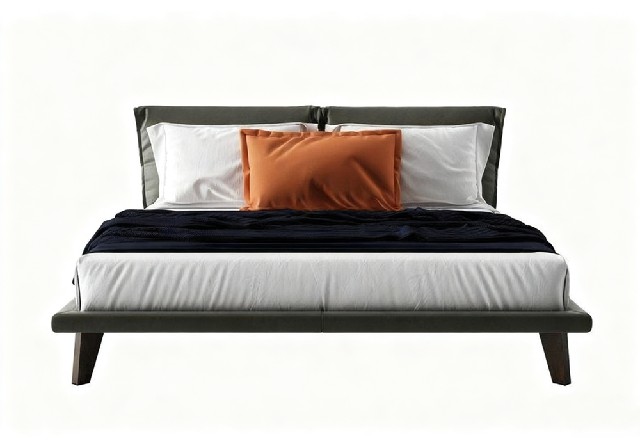 【3D模型】灰棕撞色软包床 3D 模型-PoseAe