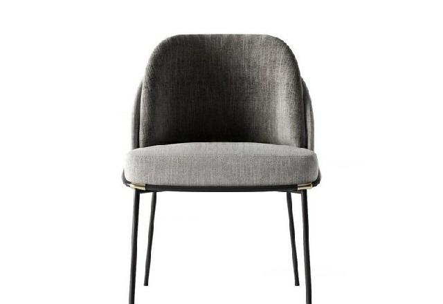 【3D模型】灰面金饰黑架椅 3D 模型-PoseAe