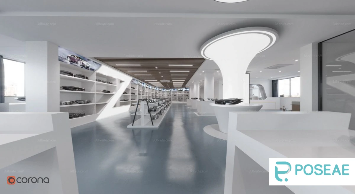 图片[1]-【3D模型】现代轻奢客餐厅3DMAX 模型-PoseAe视频创意库