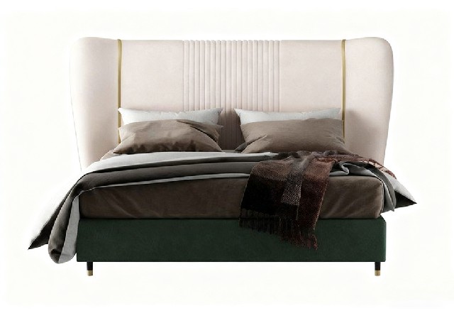 【3D模型】粉绿拼色软包床 3D 模型-PoseAe