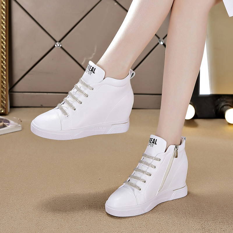 Inside Heightening Women's Shoes Spring Autumn Season 2022 New 100 Hitch High Cylinder Shoes Sneakers Han Edition Slim Single Shoes Little White Shoes Woman