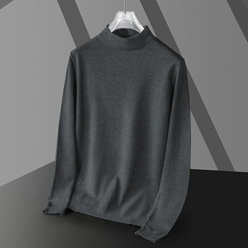 New cashmere sweater men's autumn and winter half-high collar thickened slim fit high-end middle-aged men's knitted wool sweater