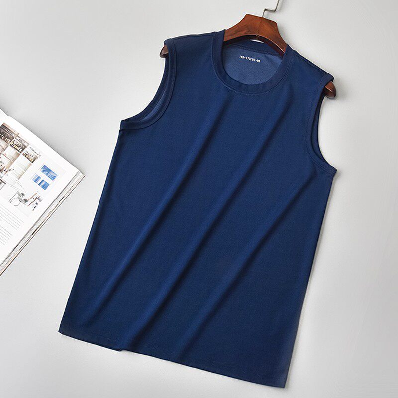 New solid color sleeveless shirt flame blue preparation vest blue waistcoat quick-drying physical training bottoming shirt
