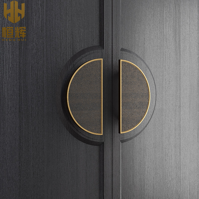 Upgraded Chinese antique copper semi-circular door handle storefront glass door sliding door round door handle customization