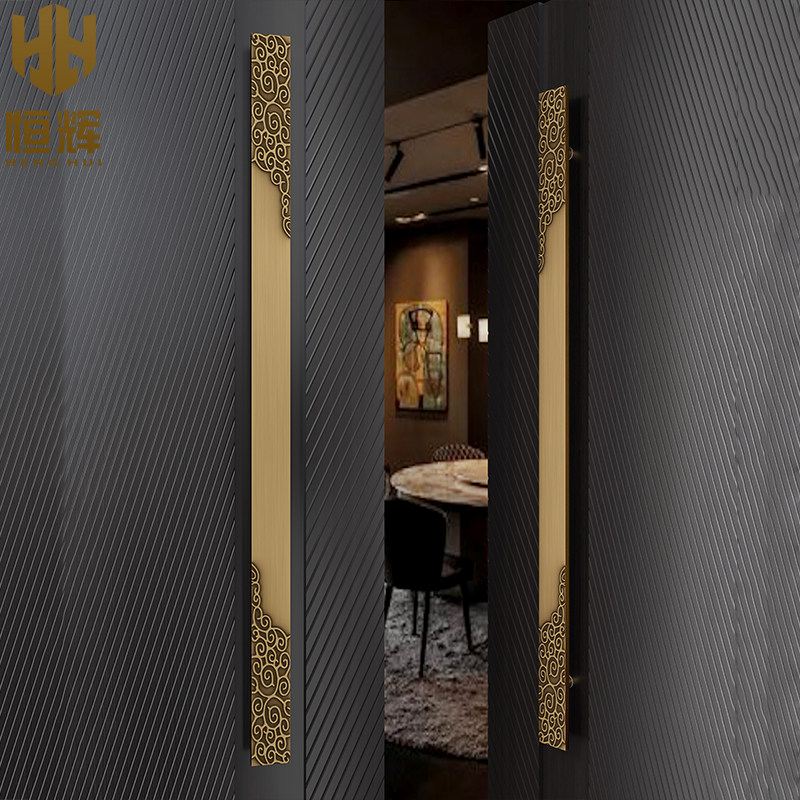 New Chinese bronze door handle hotel shopping mall push-pull glass door handle custom paired box door armrest