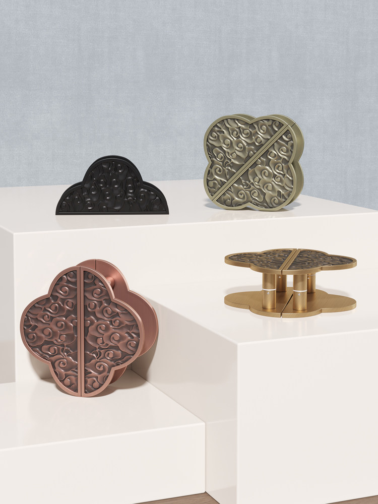 Chinese style glass door handle bronze finely carved Xiangyun door handle custom sliding door wooden door semicircle door handle