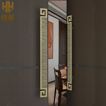 Chinese Lucky Cloud big door handle black ancient bronze solid wood push-pull glass door handle customized hotel antique door handle