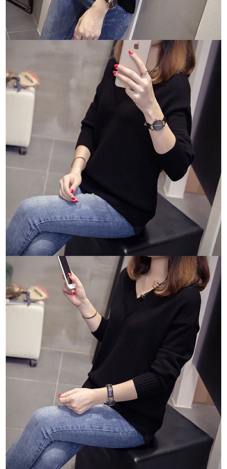 Fat mm quần áo mùa thu và mùa đông mới cộng với phân bón XL áo len mỏng của phụ nữ áo len mỏng áo sơ mi chạm đáy 200 kg áo kiểu nữ