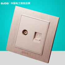 International electrician switch panel 86 champagne gold 3D cable network cable TV two-in-one TV plus computer socket