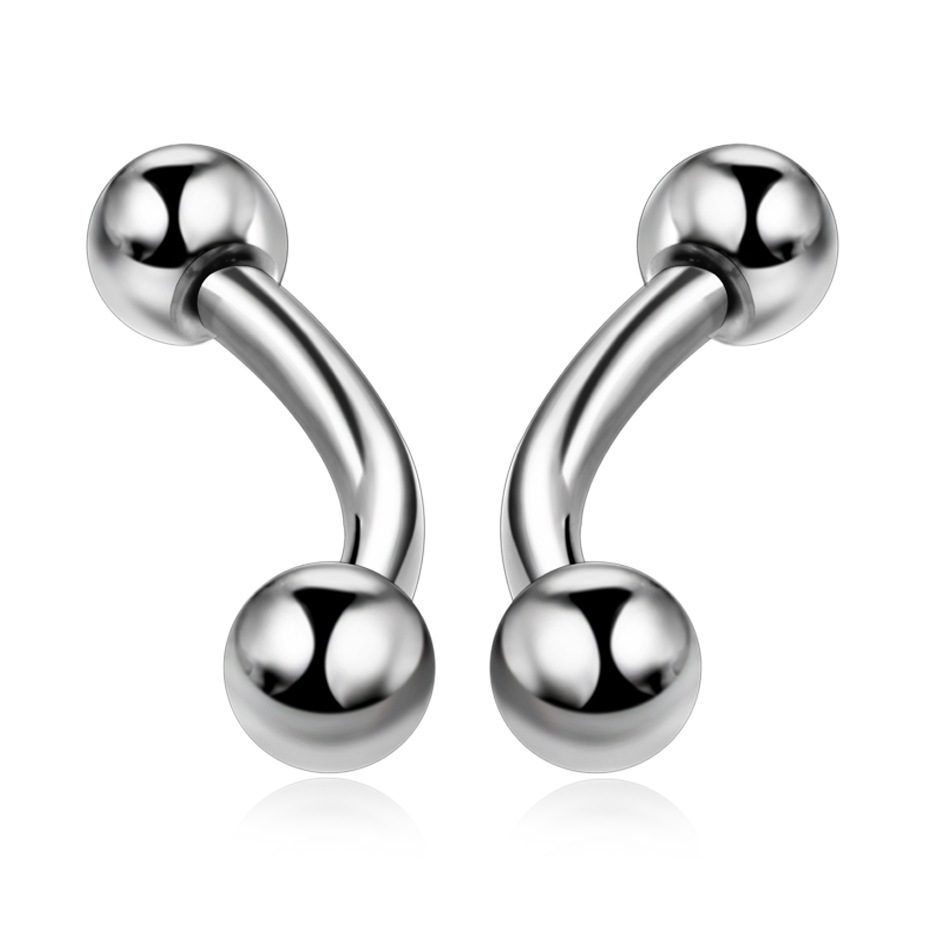 Puncture Ornament Round Ball Arc Silver Color Navel Ear Bone Nail Pin Titanium Steel Zircons Stone Finger Nail Brow Nail Brow