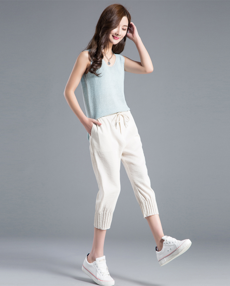 Quần crop top nữ quần lửng nữ 2019 làn sóng mới mùa hè băng lụa giản dị quần nữ siêu mỏng quần harem quần bó sát - Quần Harem quần jean nữ