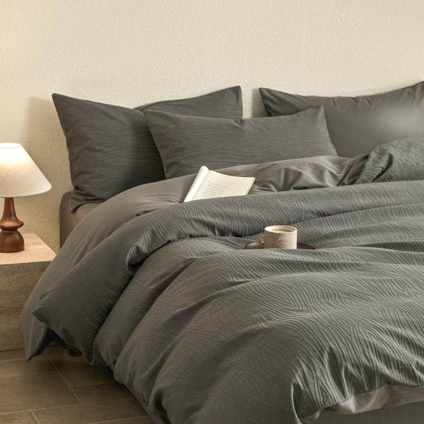 Simple Solid Color Jacquard Four-Piece Set, Light Luxury and High-End Feel, Pure Cotton 100% Cotton Duvet Cover, Bed Sheet, Fitted Sheet, Bedding Set 4
