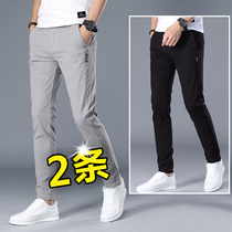 2022 Summer new mens casual pants sashimi elastic 100 lap pants to fix straight cylinder loose sport long pants