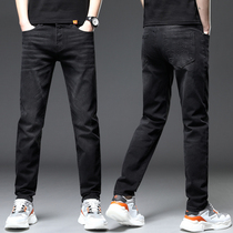 2022 Summer high-end black jeans Mens body straight drum Chauffes Spring and autumn style washed casual long pants