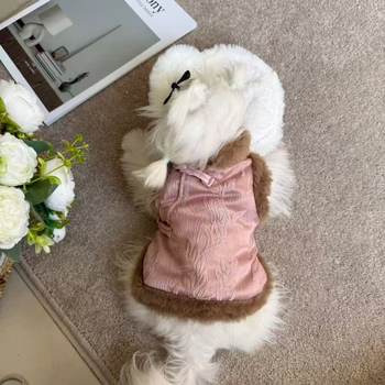 Pet autumn and winter new chinese style cheongsam dog clothes cat pet clothing serena small and medium-sized dogs and cats