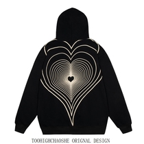 Loving Heavy Film Plus Suede Hoodie Ring Letters Printed Tandem Hat Necrotshirt Lovers Blouses Winter Casual Oversize