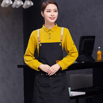 Clothes for the waiters work clothes in autumn long sleeve T-shirt tea pot cafeteria restaurant bar cashier clothes custom printed