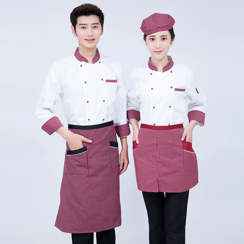 Отель, ресторан, рабочая одежда шеф-повара для мужчин, осенний и зимний ресторан с длинными рукавами, столовая, высококачественная кухонная одежда