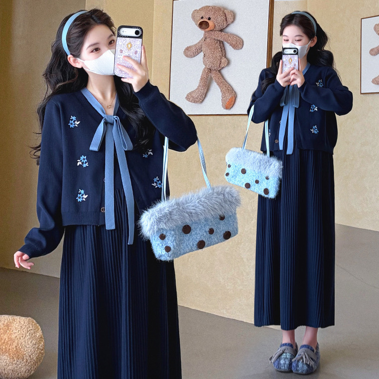 Lots of Great Deals~ Maternity Autumn Outfit Set 2026 New Style Dress Sweater Open-Neck Vest Dress Autumn and Winter Two-Piece Set Lots of Great Deals~ Maternity Autumn Outfit Set 2026 New Style Dress Sweater Open-Neck Vest Dress Autumn and Winter Two-Piece Set