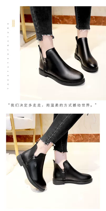 Booties nữ xuân hè 2018 phiên bản mới của Hàn Quốc dày với bốt thấp trẻ em boot ngắn thời trang đầu tròn Anh ngắn boot nữ