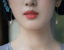 Xiaogongzi original elegant temperament natural freshwater pearl earrings hummingbird earrings earrings cheongsam Hanfu accessories