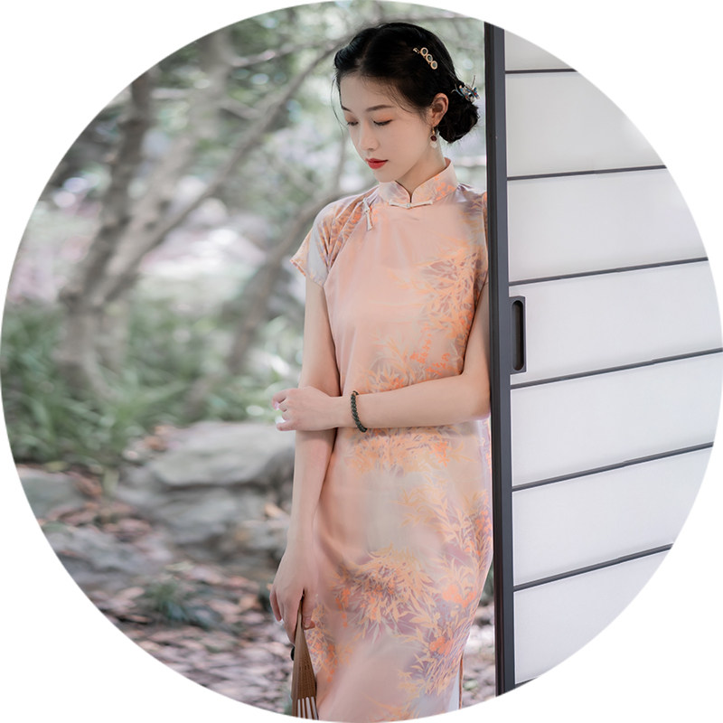Xiaogongzi's Qianxia) Reancient Republic of China Wind Summer Young Temperament Short of Everyday Short Sleeve Qipao Full Opening 
