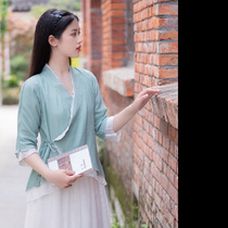 Xiaogongzi) Qingzhi) Spring and summer new tea Zen clothing cotton linen improved Chinese style jacket Chinese style meditation clothing