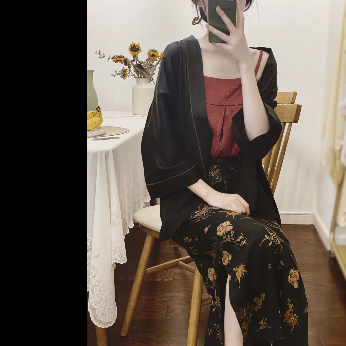 Xiao Duo Original | Chinese Retro Ancient Slimestone satin belly belly suspended belly wiped coat ZX83