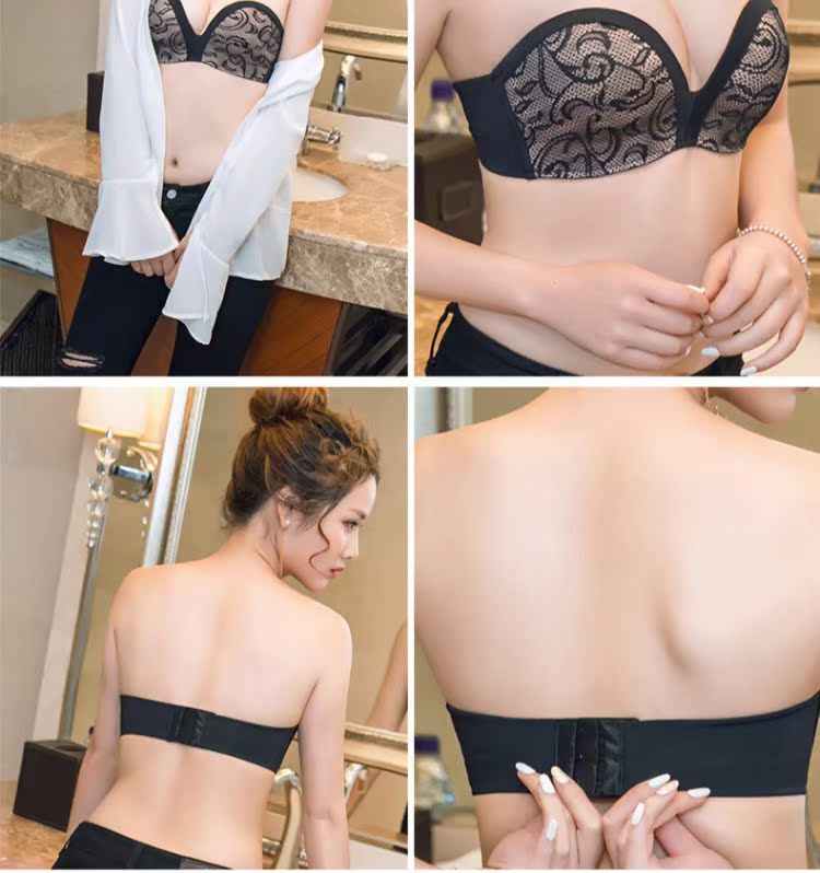 Màu xanh lá cây 无 无 无 bra bra chống trượt ngực áo cưới Váy lót vô hình phụ nữ thu thập không có vòng thép phần mỏng áo lót bầu