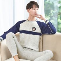 Warm underwear men plus velvet thickened youth children autumn clothes trousers set high school students Cotton Cotton