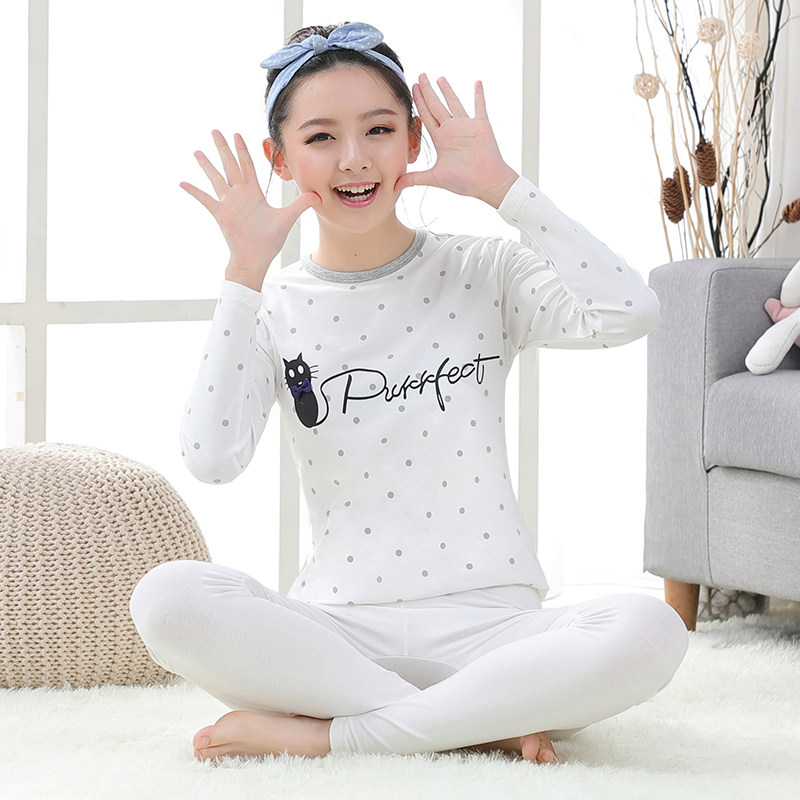 Young girl sweater sanitary pants female cotton suit warmwear underwear junior high school students sanitary clothes in the thin children